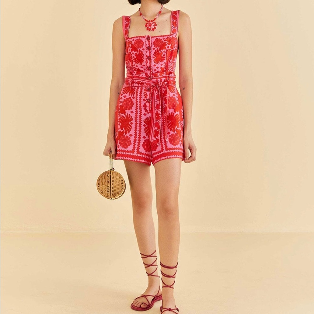 Farm Rio Jungle Scarf Romper